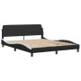 Bed frame with LED light PE leather black white 160x200 cm by , Beds and slatted bases - Ref: Foro24-3213946, Price: 227,20 €...