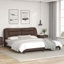 Estructura de cama con luz LED cuero sintético marrón 180x200cm de , Camas y somieres - Ref: Foro24-3213950, Precio: 271,50 €...