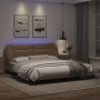 Bed frame with LED light cappuccino PE leather 180x200 cm by , Beds and slatted bases - Ref: Foro24-3213952, Price: 271,50 €,...