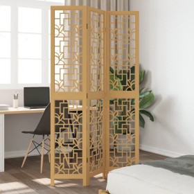 3-panel partition screen solid brown paulownia wood by , Room dividers - Ref: Foro24-358863, Price: 75,30 €, Discount: %