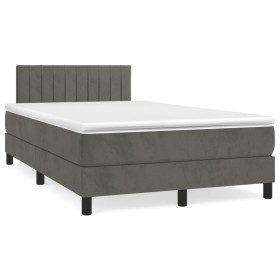 Cama box spring colchón y LED terciopelo gris oscuro 120x190 cm de , Camas y somieres - Ref: Foro24-3270166, Precio: 379,99 €...