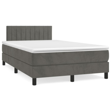 Cama box spring colchón y LED terciopelo gris oscuro 120x190 cm de , Camas y somieres - Ref: Foro24-3270166, Precio: 374,75 €...