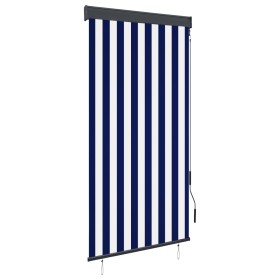 Estor enrollable de exterior azul y blanco 80x250 cm de vidaXL, Persianas y estores - Ref: Foro24-145949, Precio: 41,99 €, De...