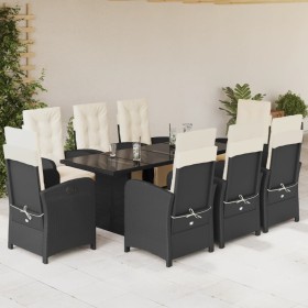 Set de comedor de jardín 9 pzas y cojines ratán sintético negro de , Conjuntos de jardín - Ref: Foro24-3212487, Precio: 1,00 ...