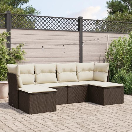 6-piece garden sofa set and brown synthetic rattan cushions by , Garden sets - Ref: Foro24-3218013, Price: 361,21 €, Discount: %