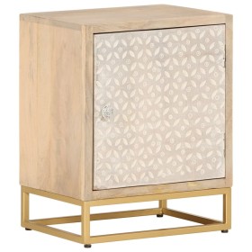 Mesita de noche madera maciza de mango y hierro 40x30x50 cm de , Mesitas de noche - Ref: Foro24-372009, Precio: 126,99 €, Des...