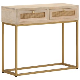 Mesa consola madera maciza de mango y hierro 90x30x76 cm de , Mesas auxiliares - Ref: Foro24-372023, Precio: 176,55 €, Descue...