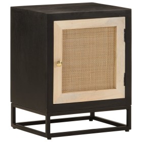 Solid mango wood and black iron bedside table 40x30x50 cm by , Nightstands - Ref: Foro24-371999, Price: 129,99 €, Discount: %