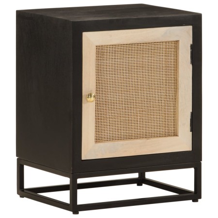 Solid mango wood and black iron bedside table 40x30x50 cm by , Nightstands - Ref: Foro24-371999, Price: 130,08 €, Discount: %