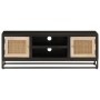 Solid mango wood and black iron TV cabinet 110x30x40 cm by , CD and DVD storage - Ref: Foro24-372002, Price: 228,99 €, Discou...