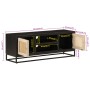 Solid mango wood and black iron TV cabinet 110x30x40 cm by , CD and DVD storage - Ref: Foro24-372002, Price: 228,99 €, Discou...