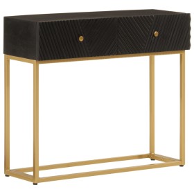 Mesa consola madera maciza de mango y hierro negro 90x30x76 cm de , Mesas auxiliares - Ref: Foro24-372028, Precio: 171,03 €, ...