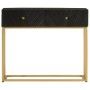 Solid mango wood and black iron console table 90x30x76 cm by , Side tables - Ref: Foro24-372028, Price: 171,03 €, Discount: %