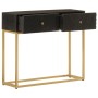 Solid mango wood and black iron console table 90x30x76 cm by , Side tables - Ref: Foro24-372028, Price: 171,03 €, Discount: %