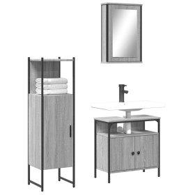 Sonoma gray plywood 3-piece bathroom furniture set by , Bathroom furniture - Ref: Foro24-3214818, Price: 149,87 €, Discount: %