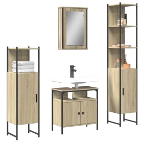 Sonoma oak plywood 4-piece bathroom furniture set by , Bathroom furniture - Ref: Foro24-3214826, Price: 293,75 €, Discount: %