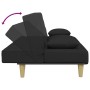 Sofá cama de 2 plazas con almohadas y taburete tela negro de , Sofás - Ref: Foro24-3216257, Precio: 283,76 €, Descuento: %