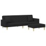 Sofá cama de 2 plazas con almohadas y taburete tela negro de , Sofás - Ref: Foro24-3216260, Precio: 314,25 €, Descuento: %