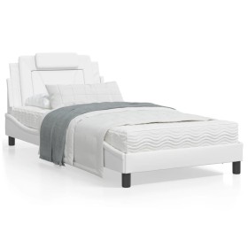 Bett mit weißer Kunstledermatratze 100x200 cm von , Betten und Lattenroste - Ref: Foro24-3208776, Preis: 288,99 €, Rabatt: %