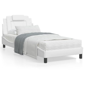 Bed with white synthetic leather mattress 90x190 cm by , Beds and slatted bases - Ref: Foro24-3208762, Price: 267,54 €, Disco...