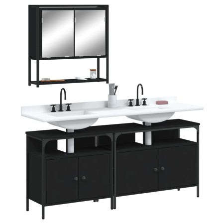 Black plywood 3-piece bathroom furniture set by , Bathroom furniture - Ref: Foro24-3214665, Price: 178,67 €, Discount: %