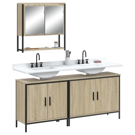 Sonoma oak plywood 3-piece bathroom furniture set by , Bathroom furniture - Ref: Foro24-3214671, Price: 171,30 €, Discount: %