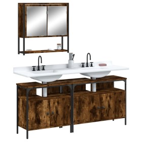 3-piece bathroom furniture set smoked oak plywood by , Bathroom furniture - Ref: Foro24-3214667, Price: 162,39 €, Discount: %