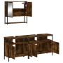 3-piece bathroom furniture set smoked oak plywood by , Bathroom furniture - Ref: Foro24-3214667, Price: 162,39 €, Discount: %