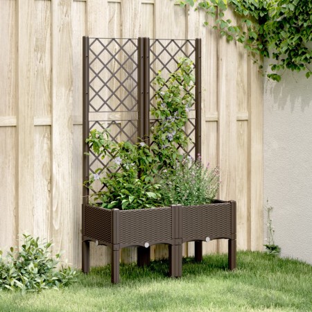 Jardinera con enrejado PP marrón 80x40x142 cm de , Maceteros y jardineras - Ref: Foro24-367925, Precio: 68,79 €, Descuento: %