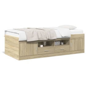 Tumbona con cajones madera ingeniería roble Sonoma 100x200 cm de , Camas y somieres - Ref: Foro24-3280239, Precio: 184,86 €, ...