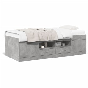 Concrete gray engineered wood lounger with drawers 90x200 cm by , Beds and slatted bases - Ref: Foro24-3280247, Price: 195,99...