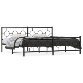 Black metal headboard and footboard bed frame 193x203 cm by , Beds and slatted bases - Ref: Foro24-376250, Price: 135,87 €, D...