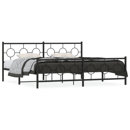 Black metal headboard and footboard bed frame 193x203 cm by , Beds and slatted bases - Ref: Foro24-376250, Price: 135,99 €, D...