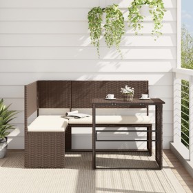 L-shaped garden sofa with table and brown PE rattan cushions by , Outdoor sofas - Ref: Foro24-362346, Price: 224,52 €, Discou...