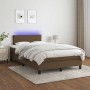 Box spring bed with mattress and LED dark brown fabric 120x190 cm by , Beds and slatted bases - Ref: Foro24-3270028, Price: 3...