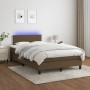 Box spring bed with mattress and LED dark brown fabric 120x190 cm by , Beds and slatted bases - Ref: Foro24-3270035, Price: 3...