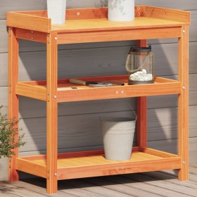 Plantation table with brown pine wood shelves 82.5x45x86.5 cm by , Pot stands - Ref: Foro24-844638, Price: 79,64 €, Discount: %