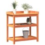 Plantation table with brown pine wood shelves 82.5x45x86.5 cm by , Pot stands - Ref: Foro24-844638, Price: 79,64 €, Discount: %