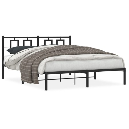 Estructura de cama con cabecero metal negro 150x200 cm de , Camas y somieres - Ref: Foro24-374243, Precio: 106,83 €, Descuent...