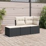 Garden sofa set with cushions 3 pieces black synthetic rattan by , Garden sets - Ref: Foro24-3249305, Price: 176,73 €, Discou...