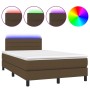 Cama box spring con colchón y LED tela marrón oscuro 120x190 cm de , Camas y somieres - Ref: Foro24-3270049, Precio: 377,31 €...