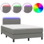 Cama box spring con colchón y LED tela marrón oscuro 120x190 cm de , Camas y somieres - Ref: Foro24-3270054, Precio: 383,19 €...