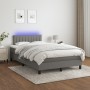 Box spring bed with mattress and LED dark brown fabric 120x190 cm by , Beds and slatted bases - Ref: Foro24-3270054, Price: 3...