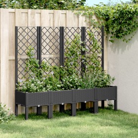 Planter with black PP trellis 160x40x142 cm by , Pots and planters - Ref: Foro24-367933, Price: 137,40 €, Discount: %