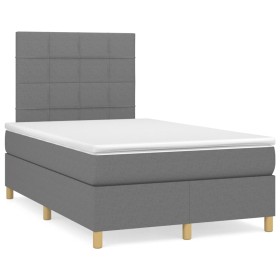 Box spring bed with dark gray fabric mattress 120x190 cm by , Beds and slatted bases - Ref: Foro24-3269931, Price: 412,10 €, ...