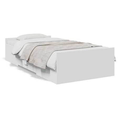 Cama con cajones madera de ingeniería blanca 75x190 cm de , Camas y somieres - Ref: Foro24-3280349, Precio: 110,74 €, Descuen...