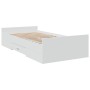 White engineered wood bed with drawers 90x200 cm by , Beds and slatted bases - Ref: Foro24-3280335, Price: 153,95 €, Discount: %