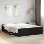 Black engineered wood bed frame with drawers 150x200 cm by , Beds and slatted bases - Ref: Foro24-3280287, Price: 157,98 €, D...