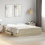 Sonoma oak engineered wood bed with drawers 140x190 cm by , Beds and slatted bases - Ref: Foro24-3280309, Price: 152,41 €, Di...