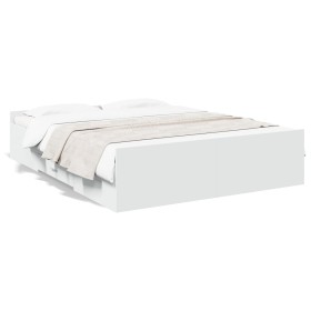 White engineered wood bed with drawers 140x200 cm by , Beds and slatted bases - Ref: Foro24-3280293, Price: 150,99 €, Discoun...